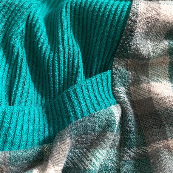 Vintage Y2K Mine Tank Top Small Teal Knit Plaid Pockets Boho Peasant Country - Picture 13 of 13